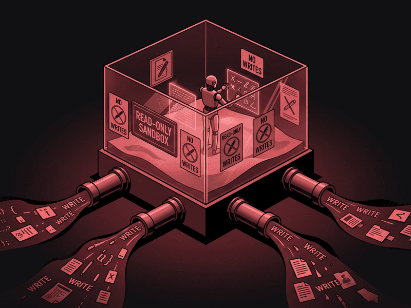 Hero image for "Your Agent's Sandbox Blocks Writes. It's Writing Anyway."