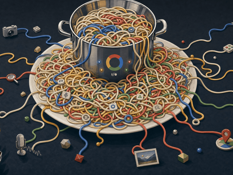 Hero image for "Google I/O's AI Spaghetti: Multimodal Capabilities Outpace Product Cohesion"